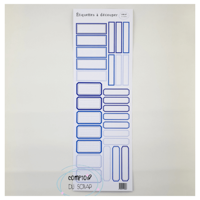P0621-BDD16 Planche étiquettes à découper Bleu