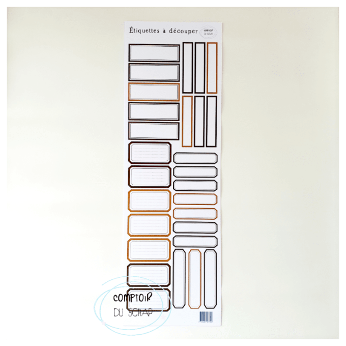 P0621-BDD18 Planche étiquettes à découper Brun