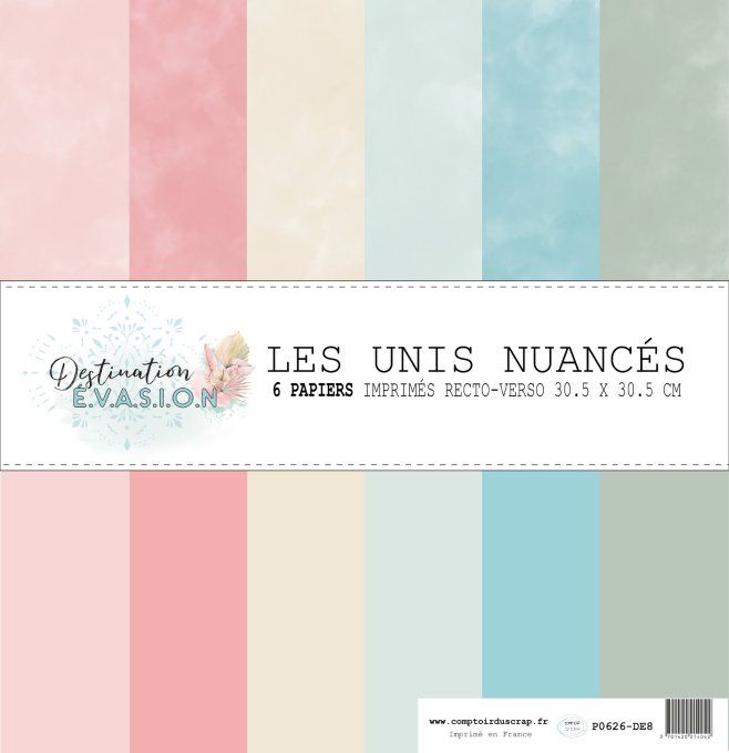 P0626-DE8 Papier Kit Les unis nuancés Destination évasion