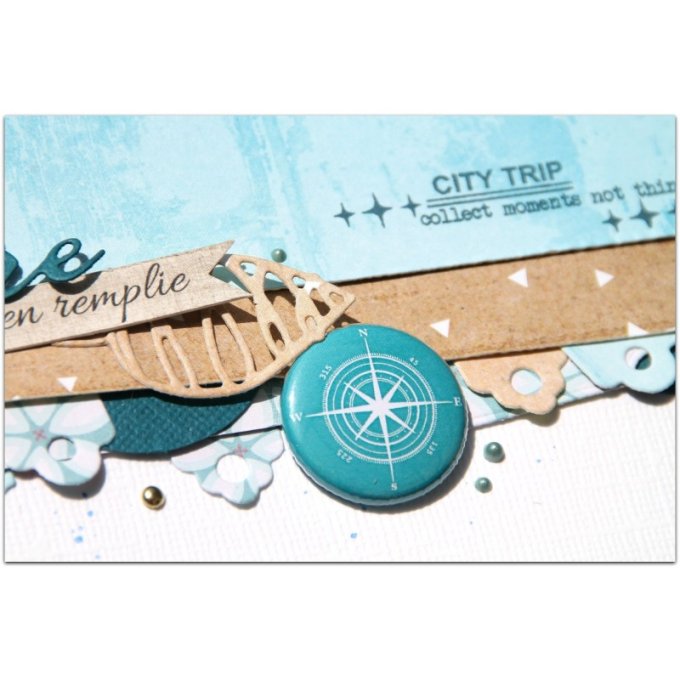 B0617-VO6 Badge Carnet de route turquoise