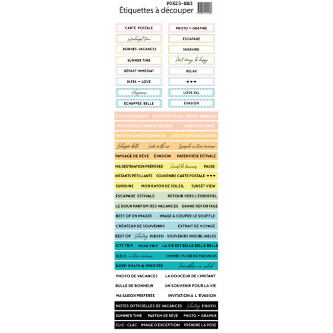 P0623-EB3 Petites phrases sur bandes couleurs