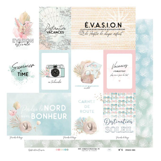 P0626-DE0 Papier Kit imprimé Destination évasion