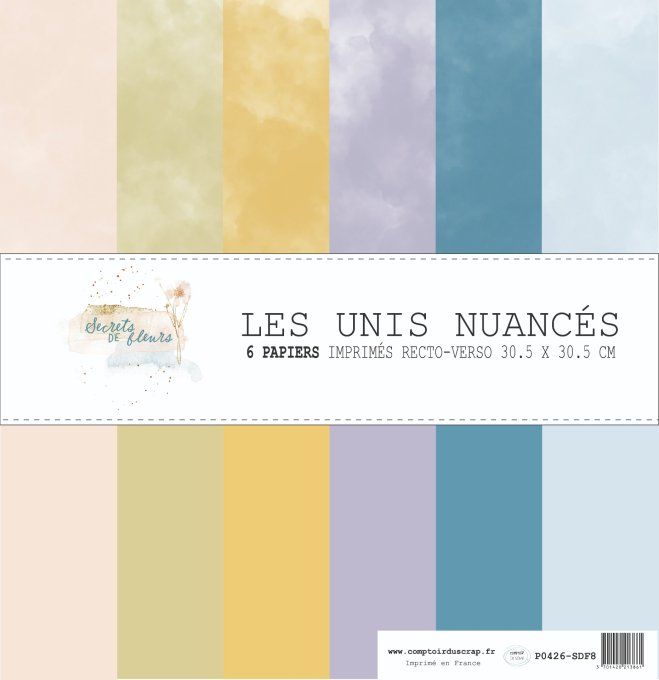 P0426-SDF8 Papier Kit Les unis nuancés Secrets de fleurs