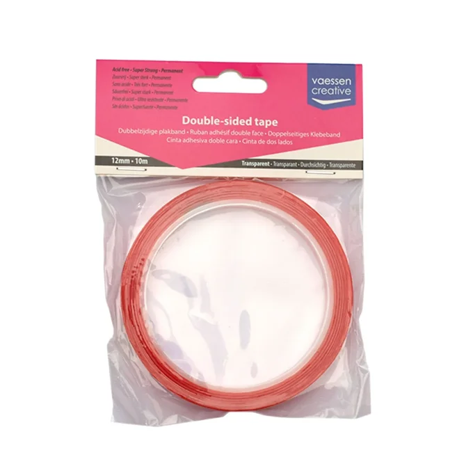 Ruban adhésive double face transparent 12mmx10m ROUGE - Vaessen Creative