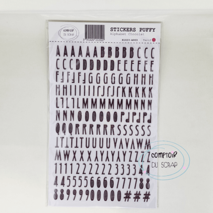 S1023-A003 Stickers puffy Alphabet Chocolat