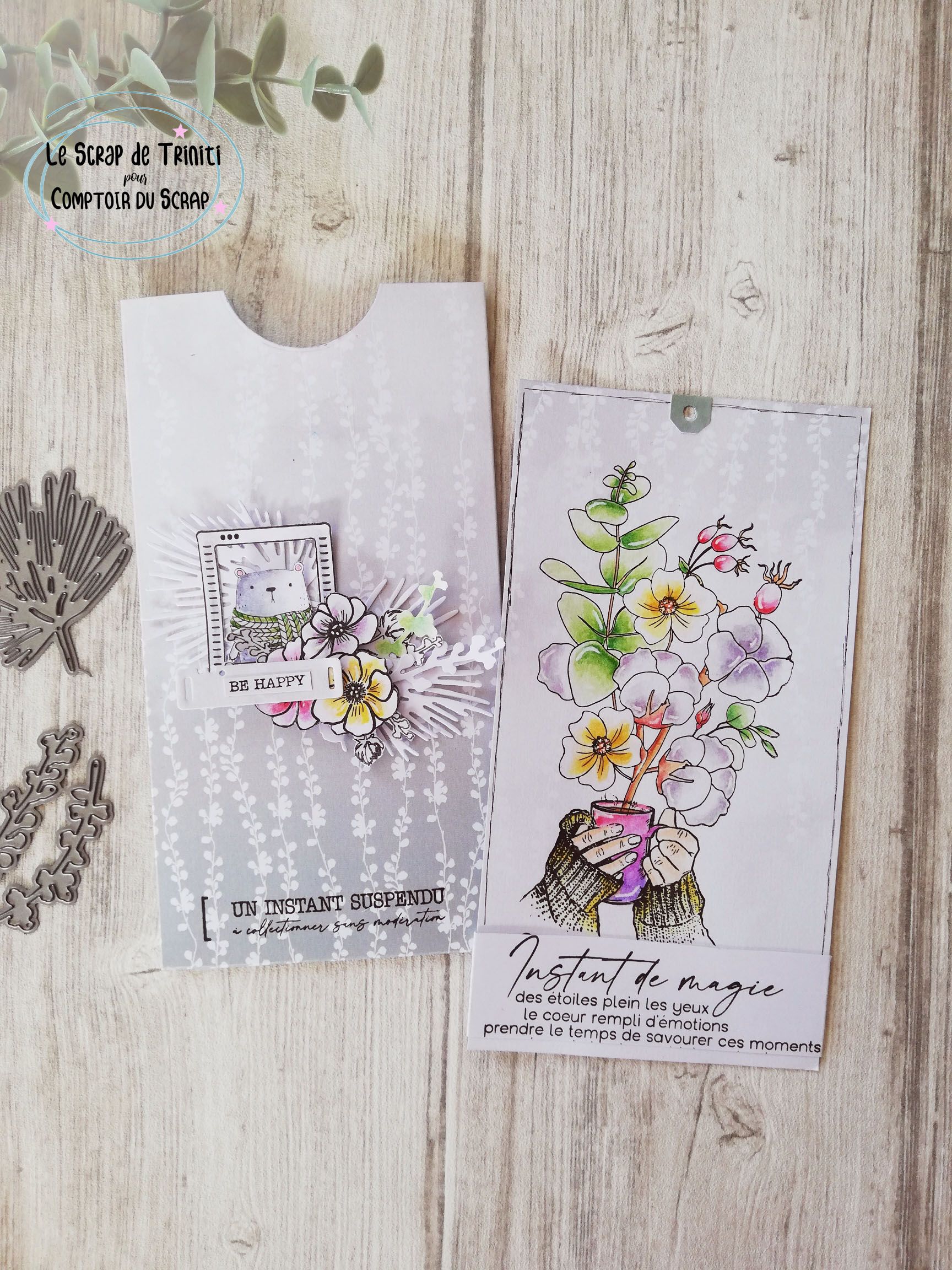 pochette carte à offrir comptoir du scrap fleurs de saison
