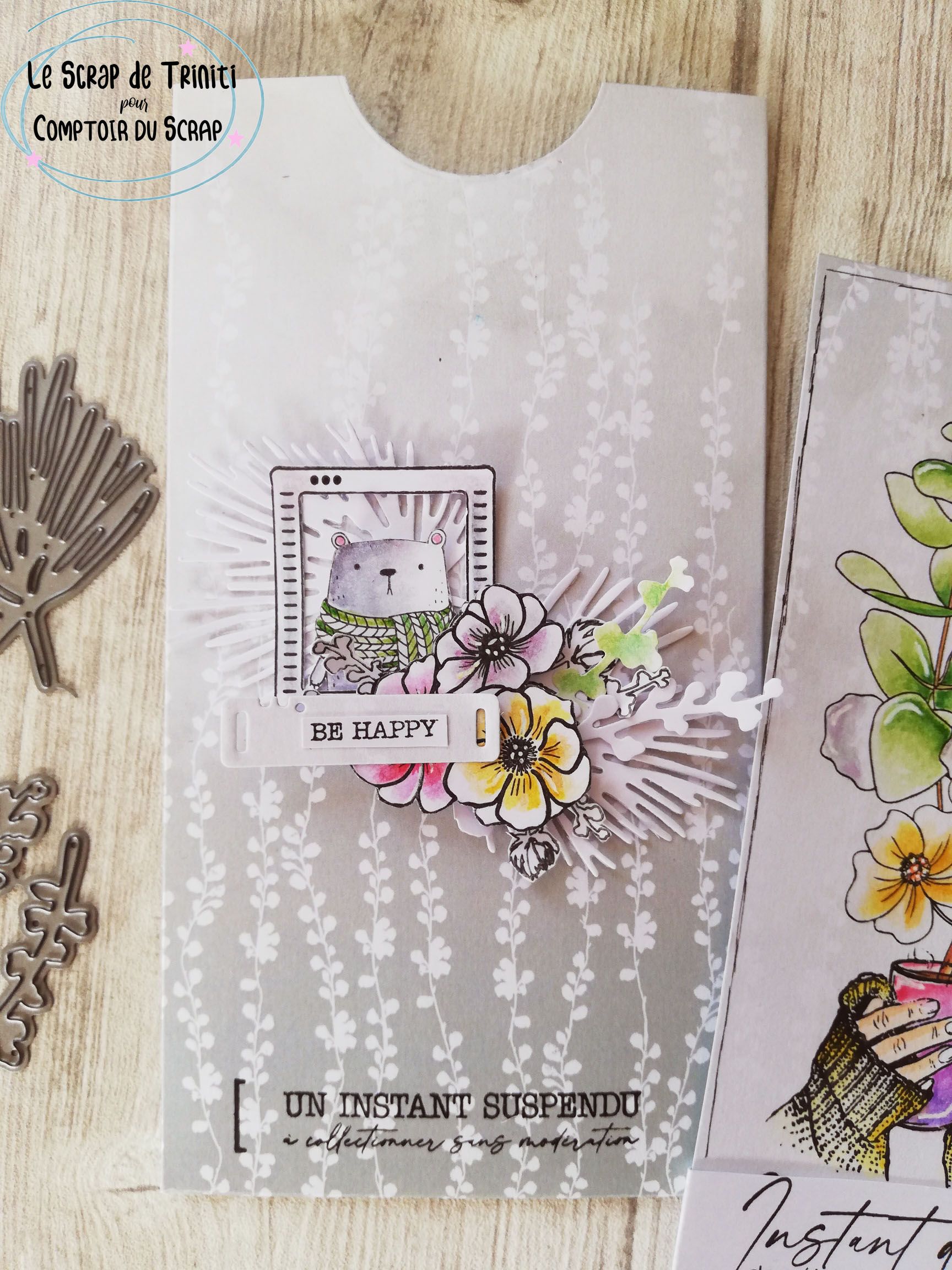 pochette instant suspendu comptoir du scrap fleurs de saison